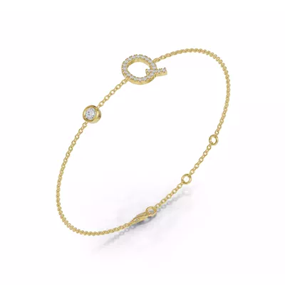 Bezel Lab Diamond Pavé Initial Bracelet - Q