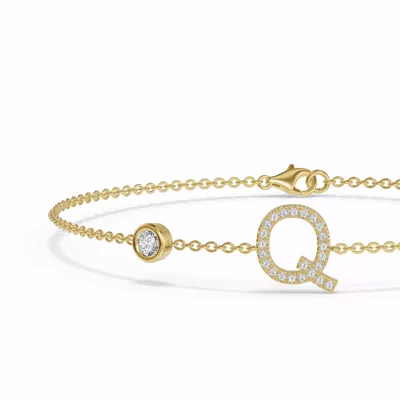 Bezel Lab Diamond Pavé Initial Bracelet - Q