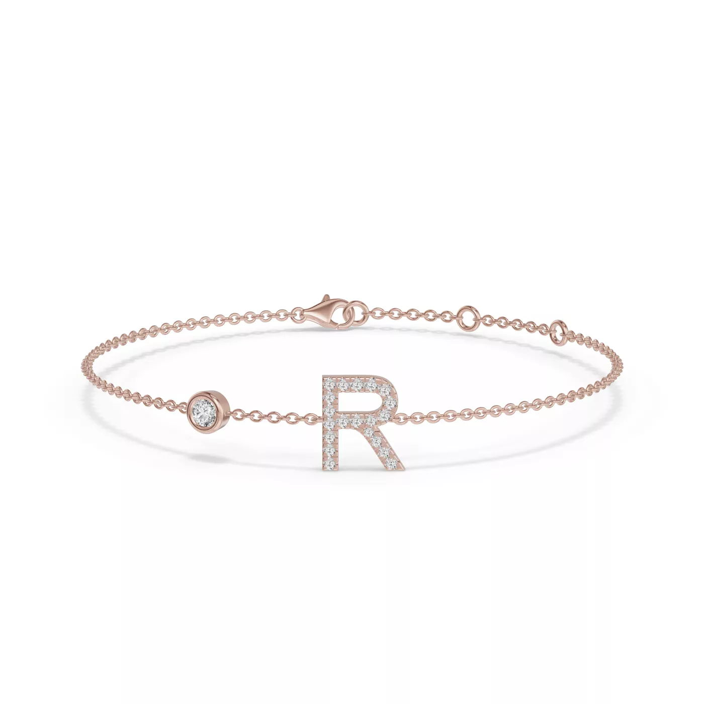 Wrist-Level Initial 14K Rose Gold Engagement Ring