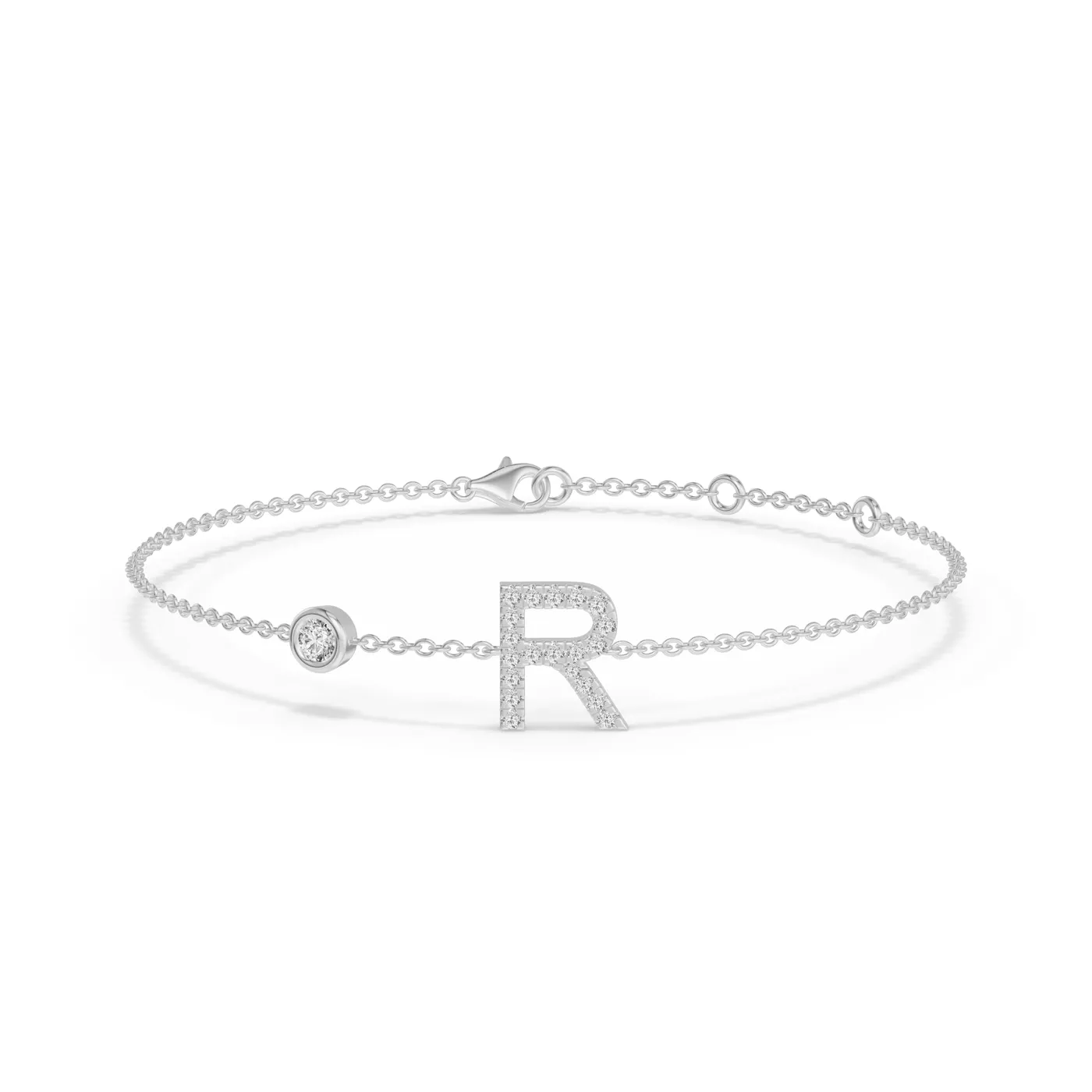 Wrist-Level Initial 14K White Gold Engagement Ring