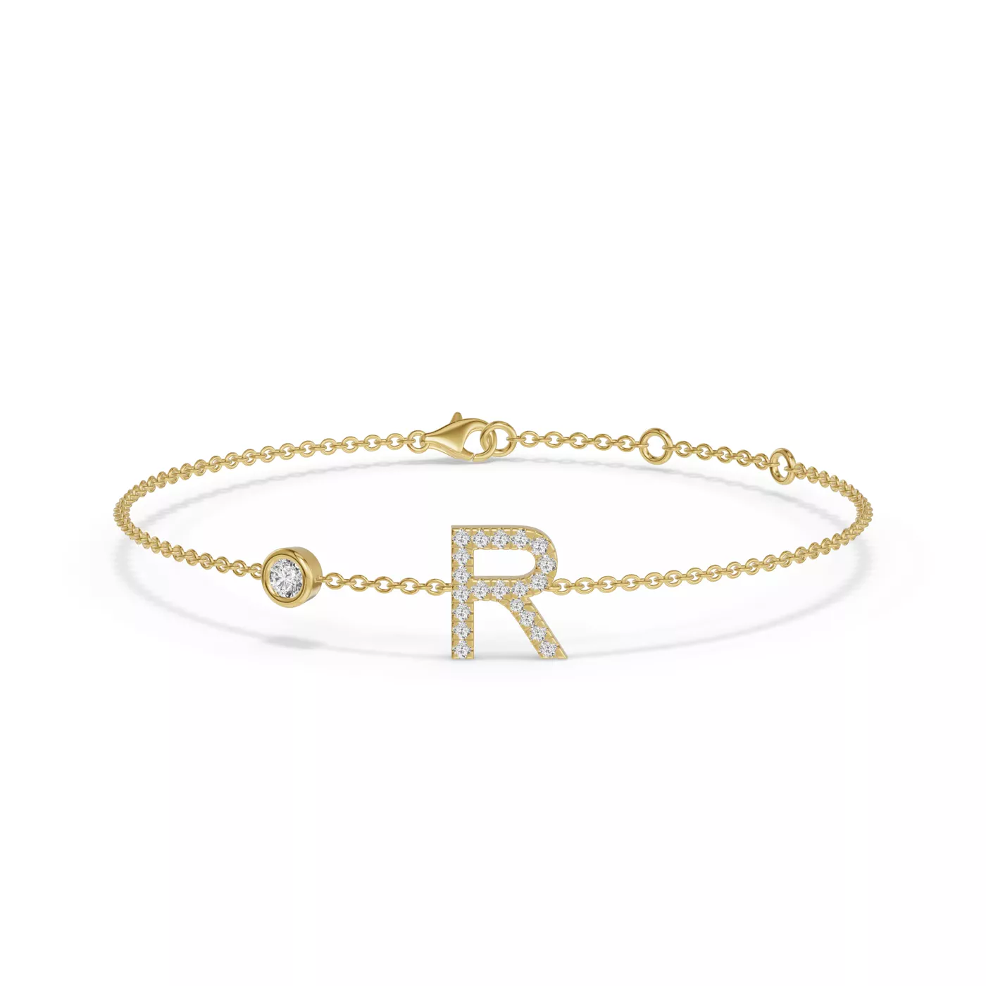 Wrist-Level Initial 14K Yellow Gold Engagement Ring