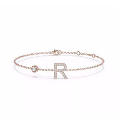 Bezel Diamond Pavé Initial Bracelet - R