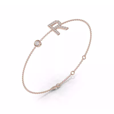 Bezel Diamond Pavé Initial Bracelet - R