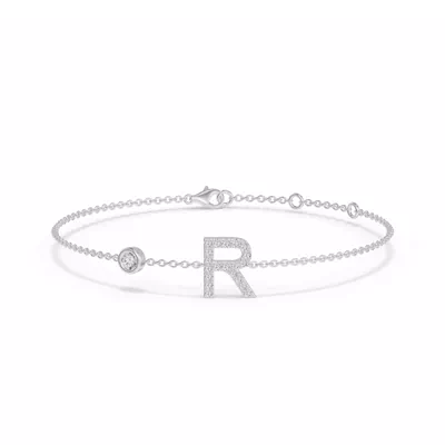 Bezel Lab Diamond Pavé Initial Bracelet - R
