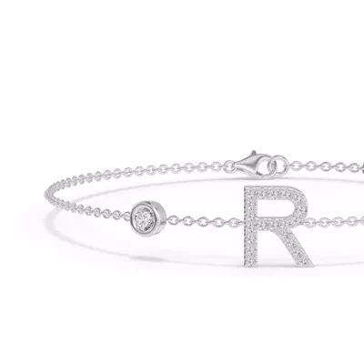 Bezel Lab Diamond Pavé Initial Bracelet - R