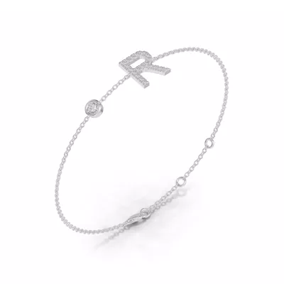Bezel Diamond Pavé Initial Bracelet - R