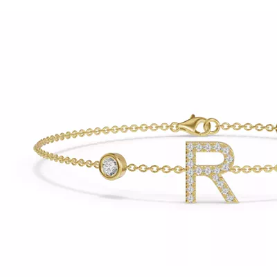 Bezel Diamond Pavé Initial Bracelet - R