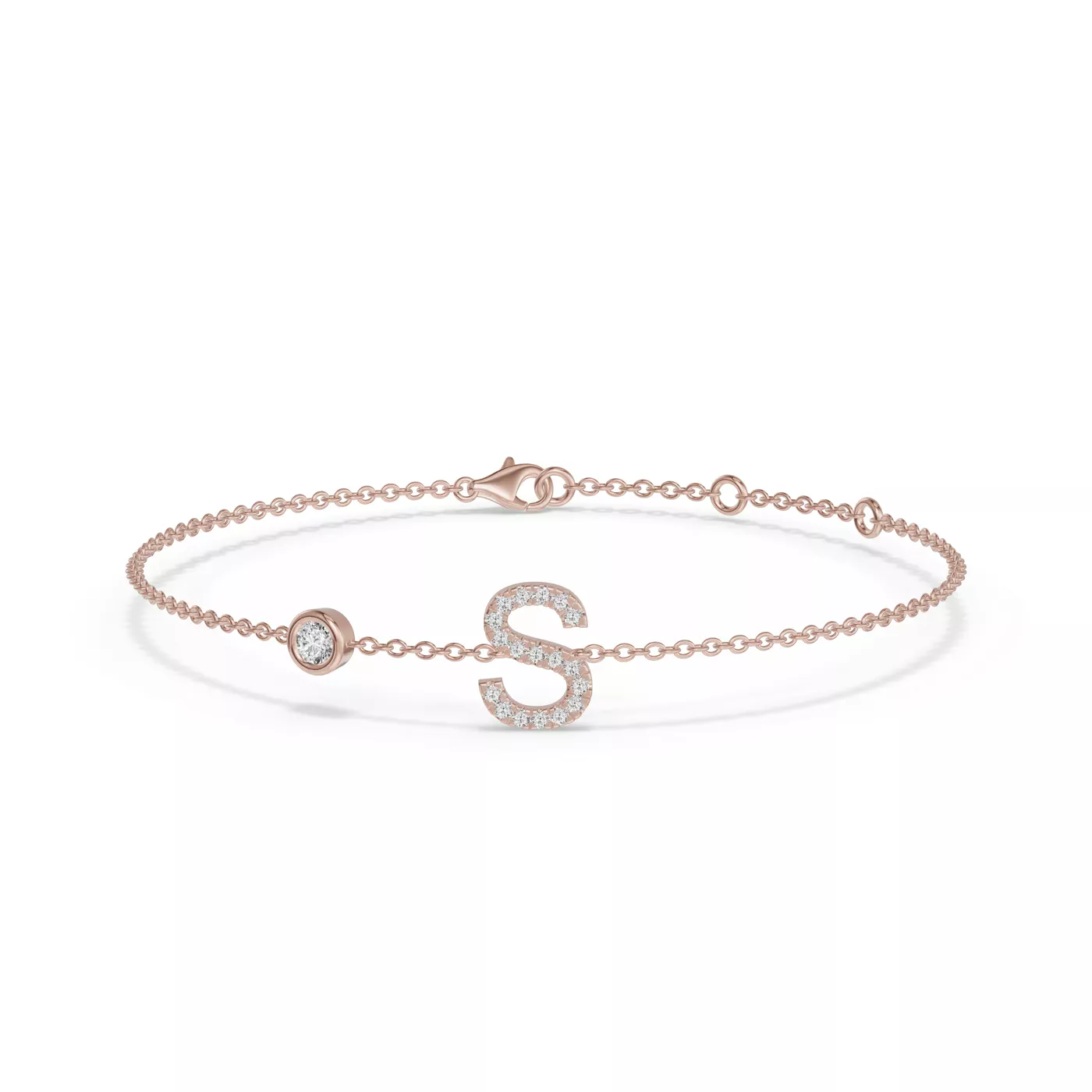 Wrist-Level Initial 14K Rose Gold Engagement Ring