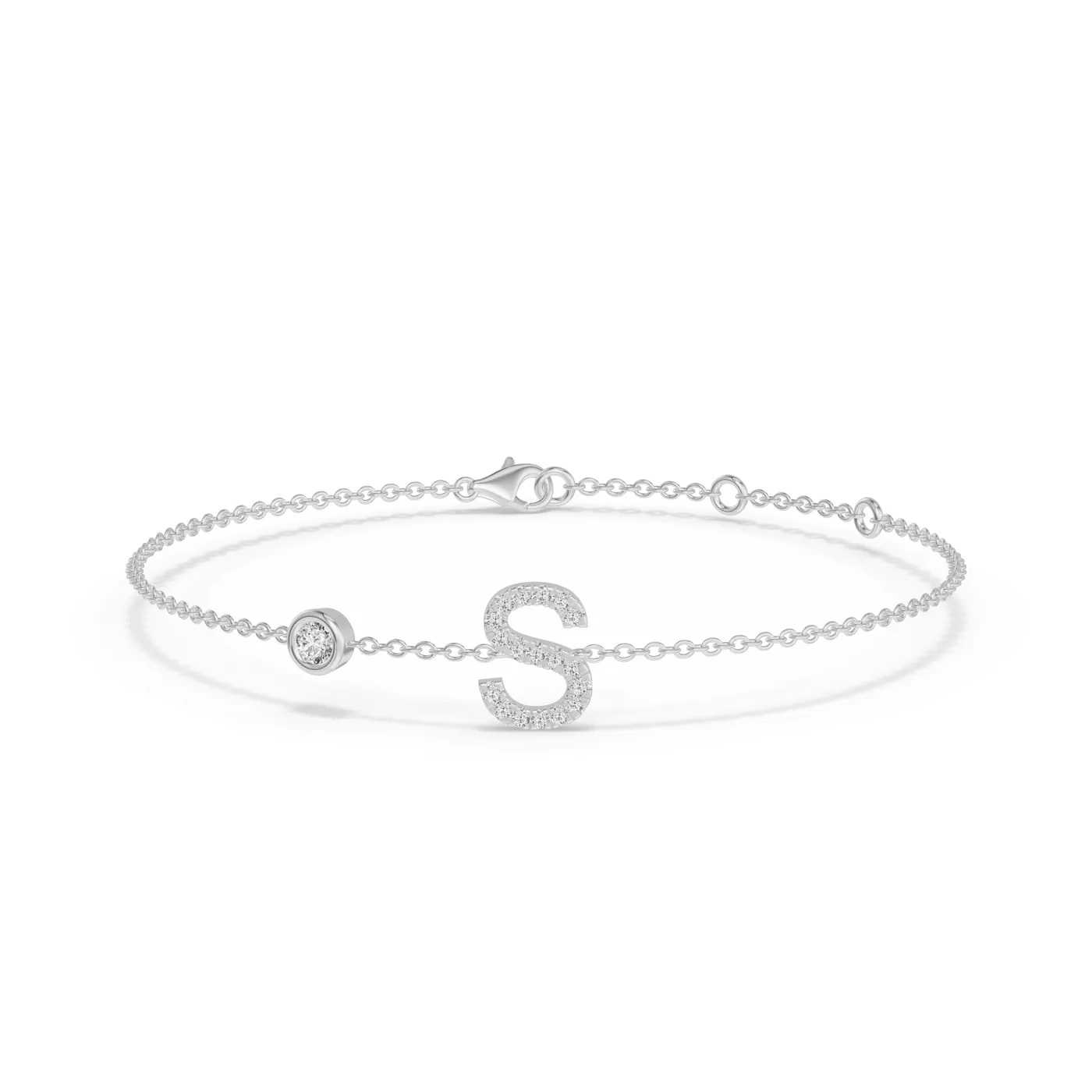 Wrist-Level Initial 14K White Gold Engagement Ring