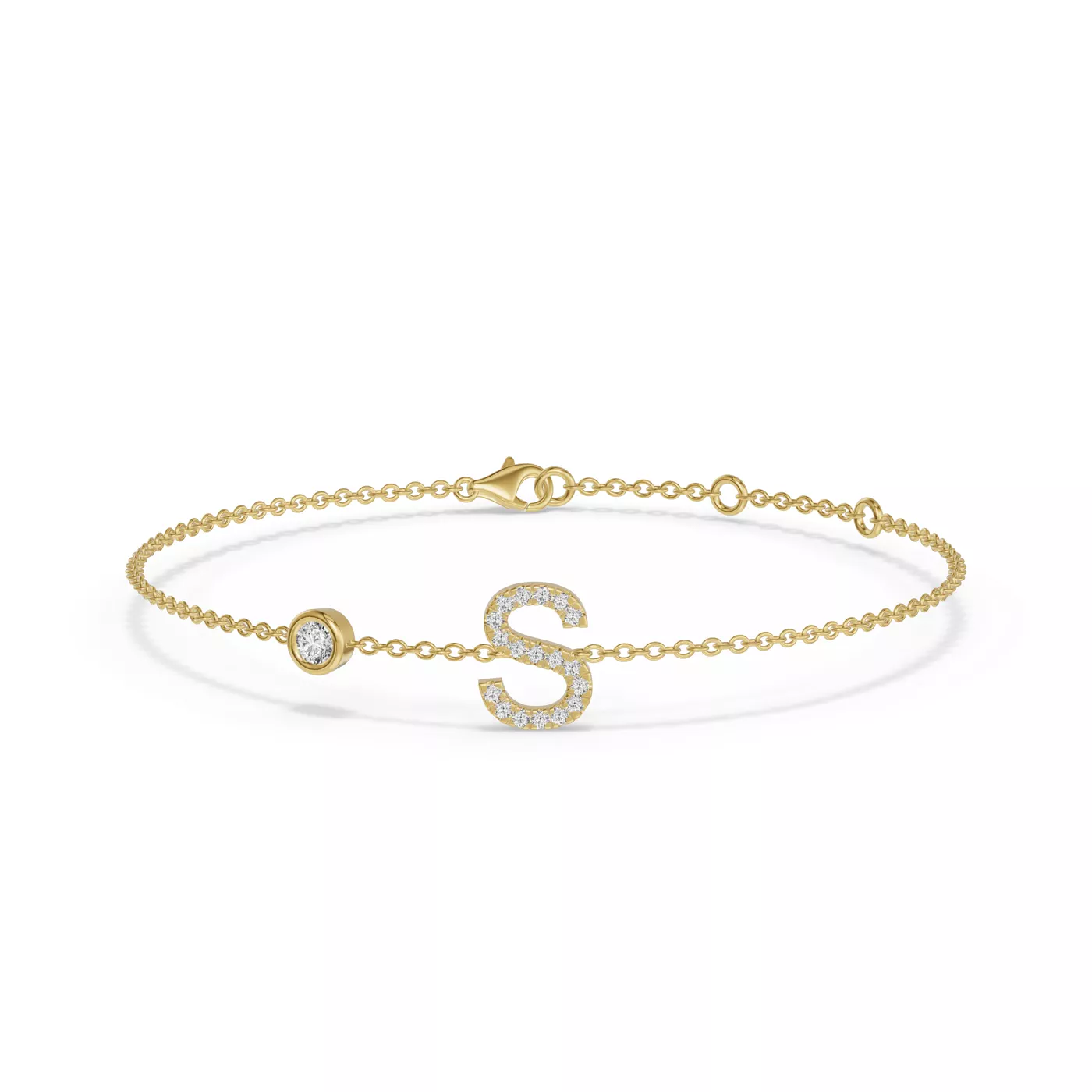 Wrist-Level Initial 14K Yellow Gold Engagement Ring
