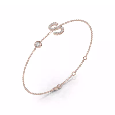 Bezel Diamond Pavé Initial Bracelet - S