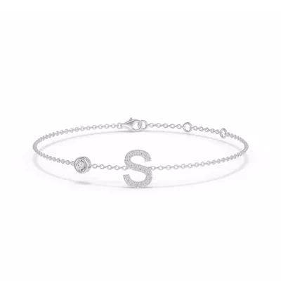 Bezel Lab Diamond Pavé Initial Bracelet - S