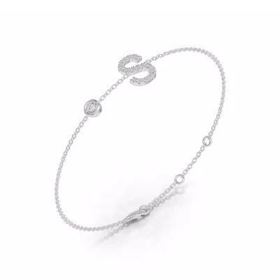 Bezel Lab Diamond Pavé Initial Bracelet - S