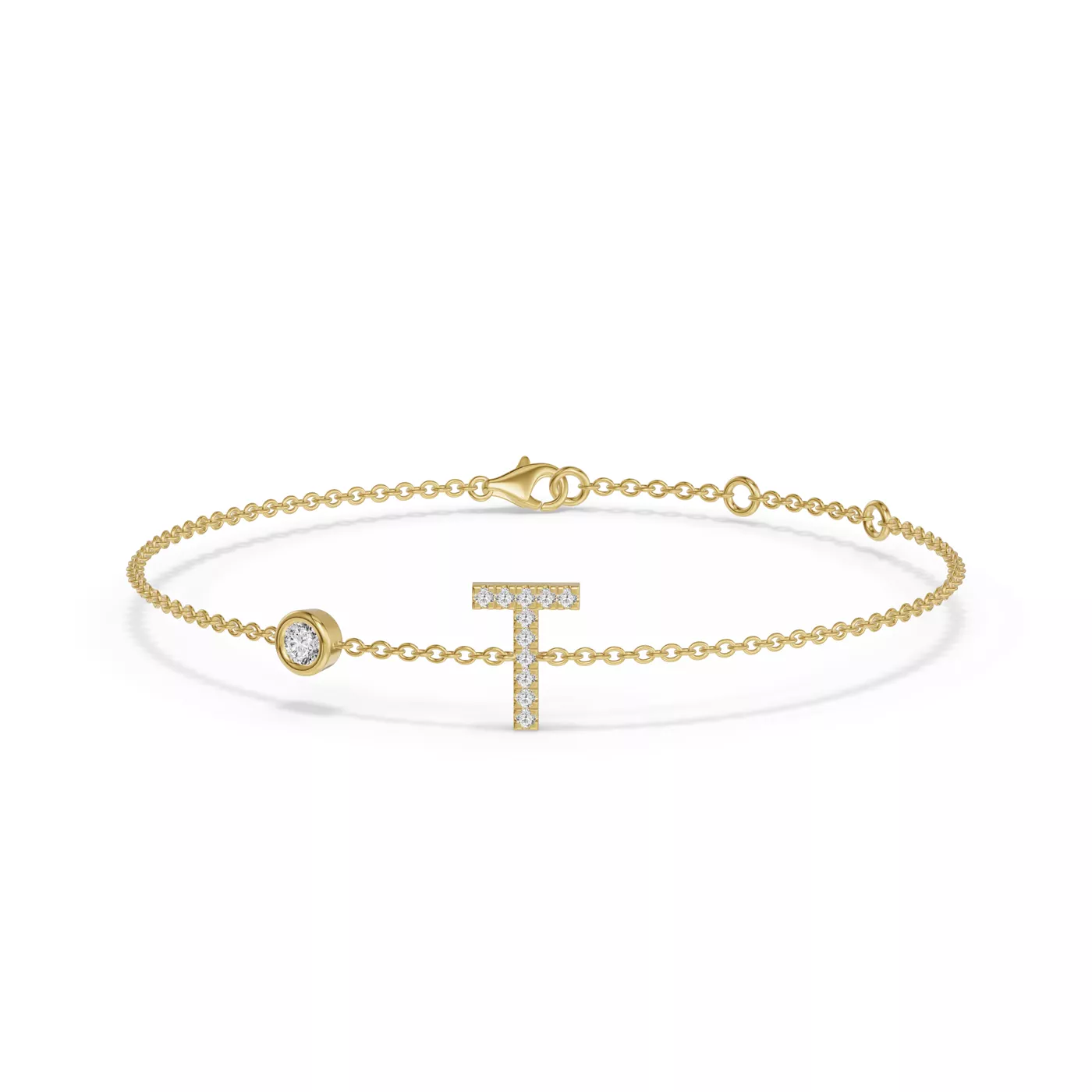 Wrist-Level Initial 14K Yellow Gold Engagement Ring