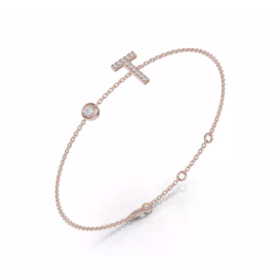 Bezel Lab Diamond Pavé Initial Bracelet - T