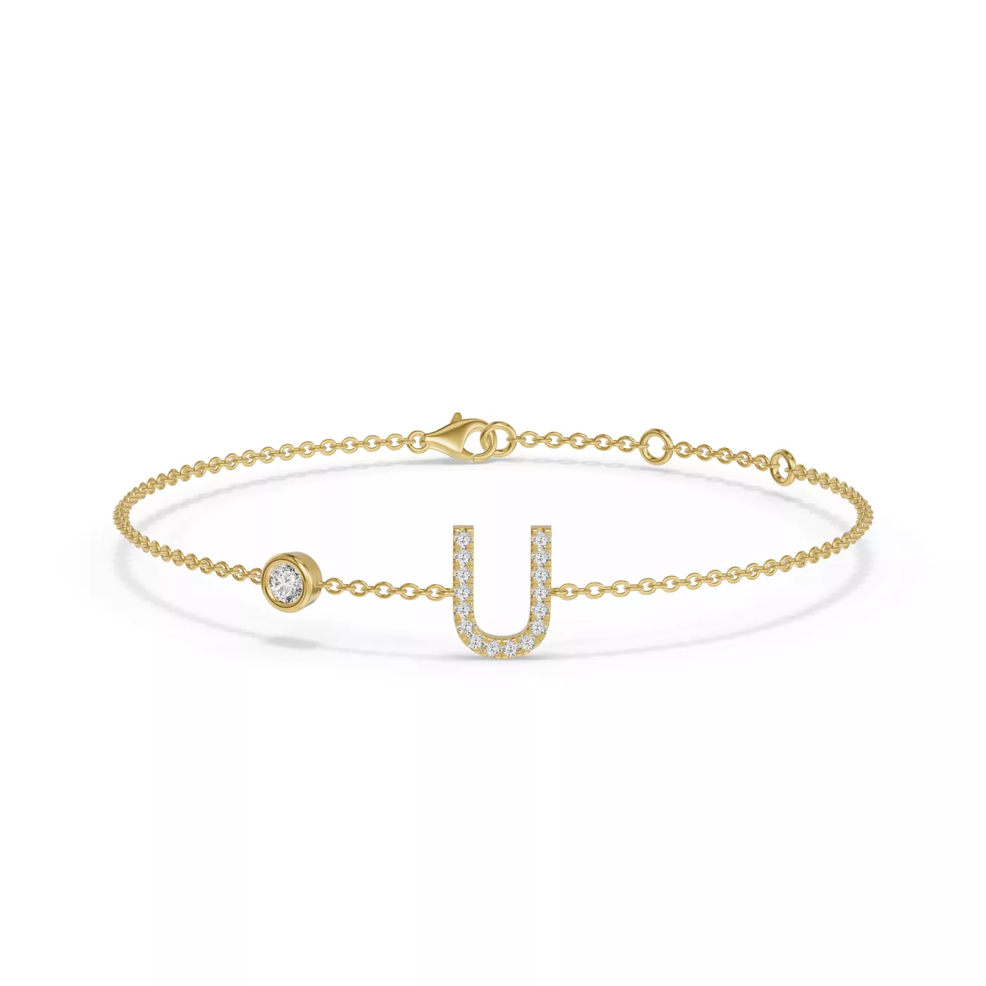 Wrist-Level Initial 14K Yellow Gold Engagement Ring