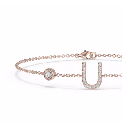 Bezel Lab Diamond Pavé Initial Bracelet - U