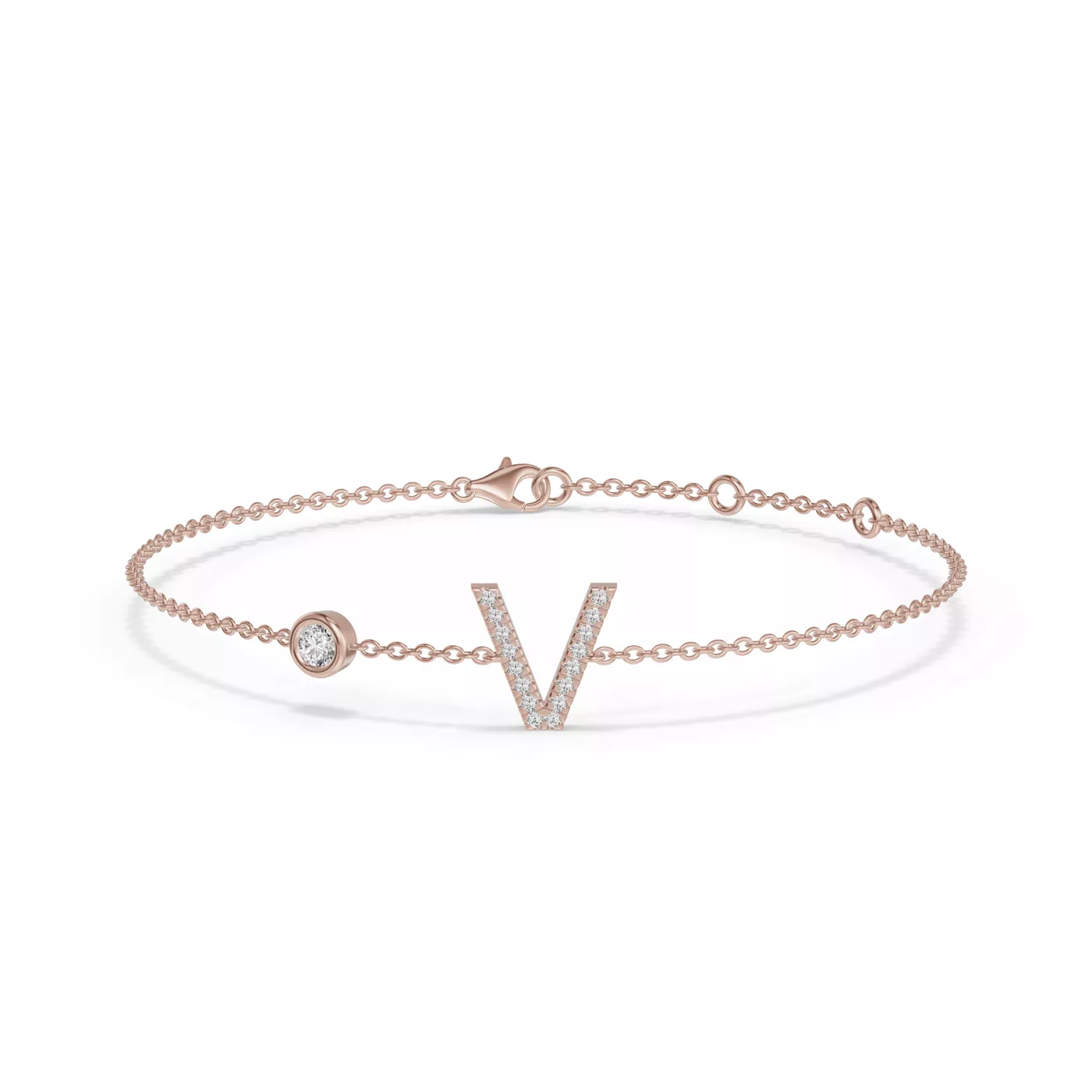 Wrist-Level Initial 14K Rose Gold Engagement Ring