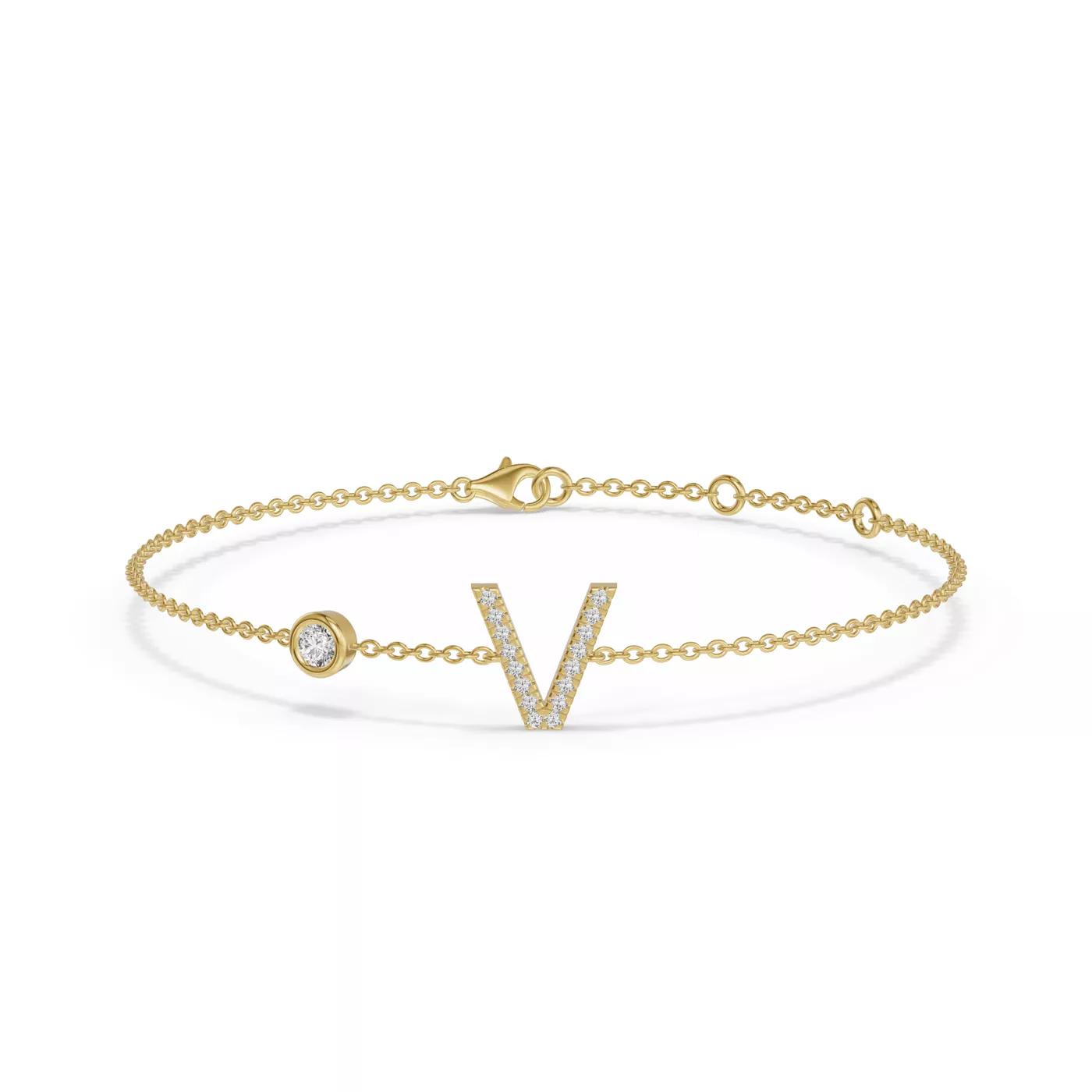 Wrist-Level Initial 14K Yellow Gold Engagement Ring