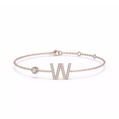 Bezel Lab Diamond Pavé Initial Bracelet - W
