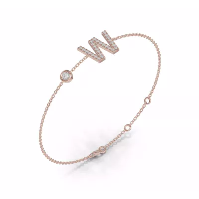 Bezel Diamond Pavé Initial Bracelet - W