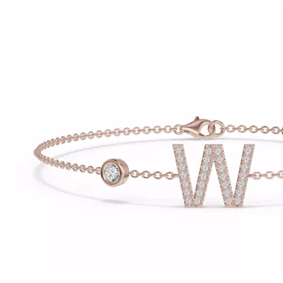 Bezel Diamond Pavé Initial Bracelet - W