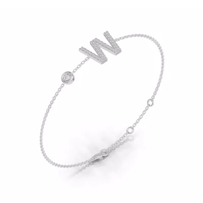 Bezel Diamond Pavé Initial Bracelet - W