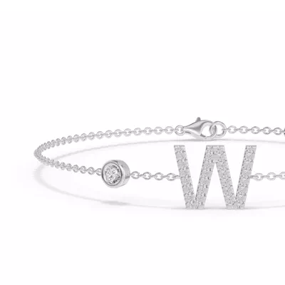 Bezel Diamond Pavé Initial Bracelet - W