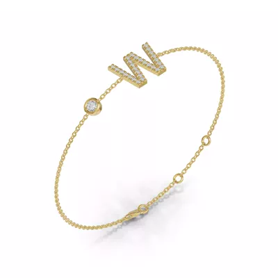 Bezel Lab Diamond Pavé Initial Bracelet - W