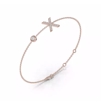 Bezel Lab Diamond Pavé Initial Bracelet - X