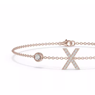 Bezel Lab Diamond Pavé Initial Bracelet - X