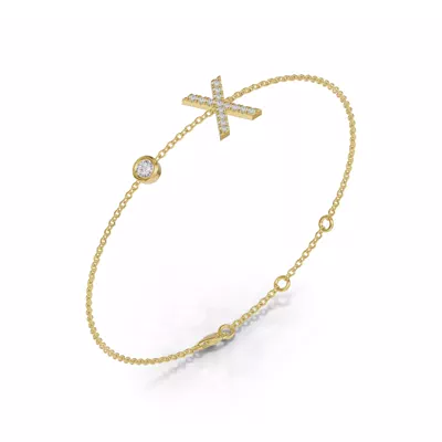 Bezel Diamond Pavé Initial Bracelet - X