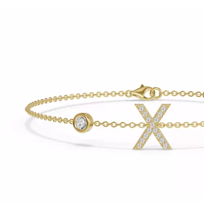 Bezel Diamond Pavé Initial Bracelet - X
