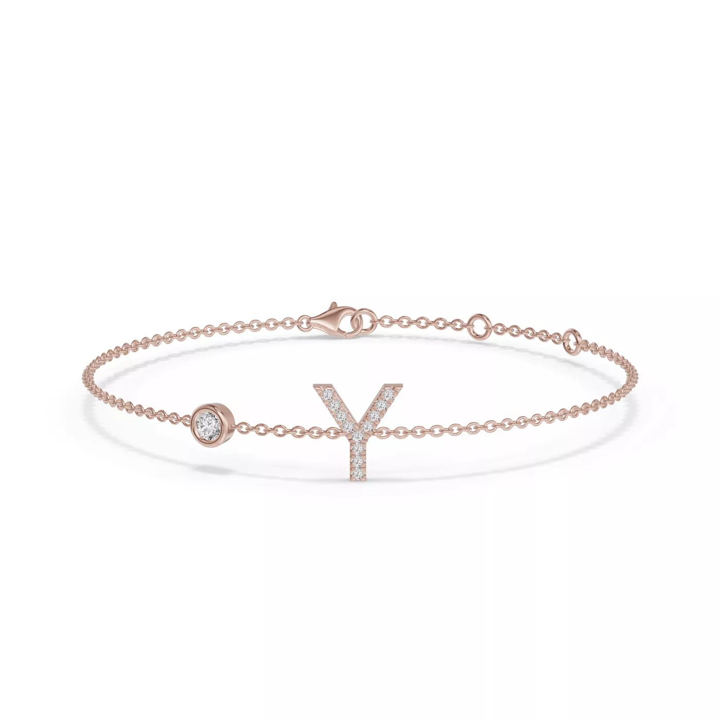 Wrist-Level Initial 14K Rose Gold Engagement Ring