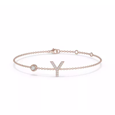 Bezel Lab Diamond Pavé Initial Bracelet - Y