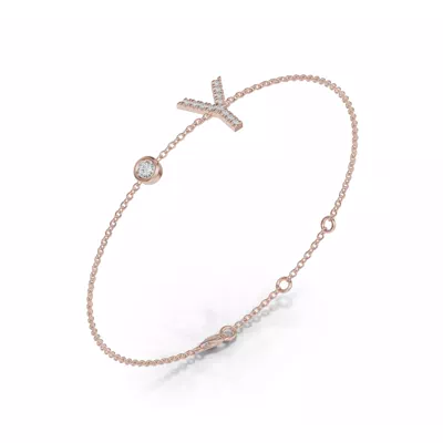Bezel Lab Diamond Pavé Initial Bracelet - Y