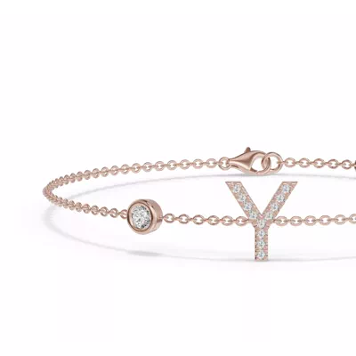 Bezel Lab Diamond Pavé Initial Bracelet - Y