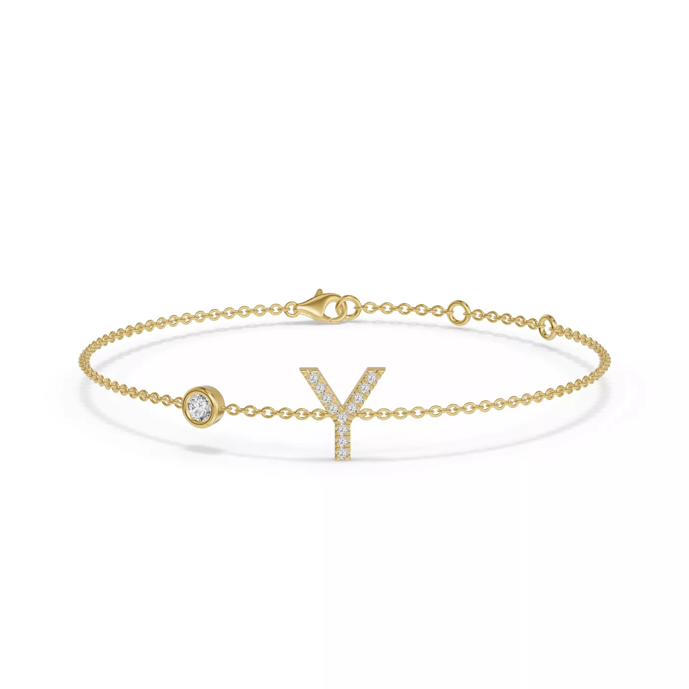 Wrist-Level Initial 14K Yellow Gold Engagement Ring