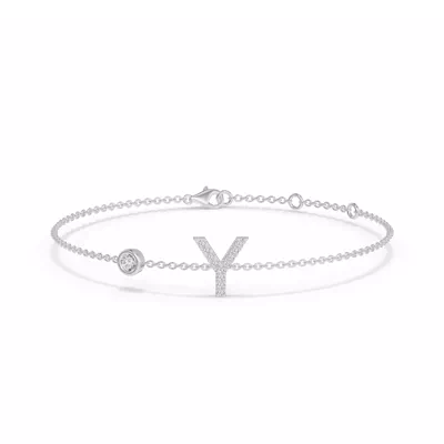 Bezel Lab Diamond Pavé Initial Bracelet - Y