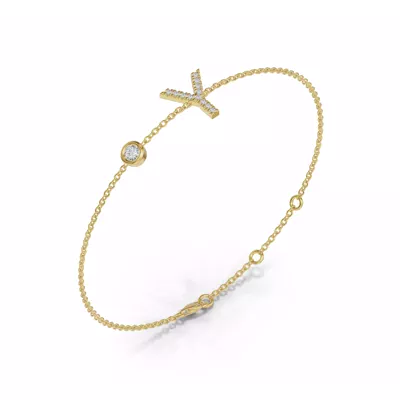 Bezel Lab Diamond Pavé Initial Bracelet - Y