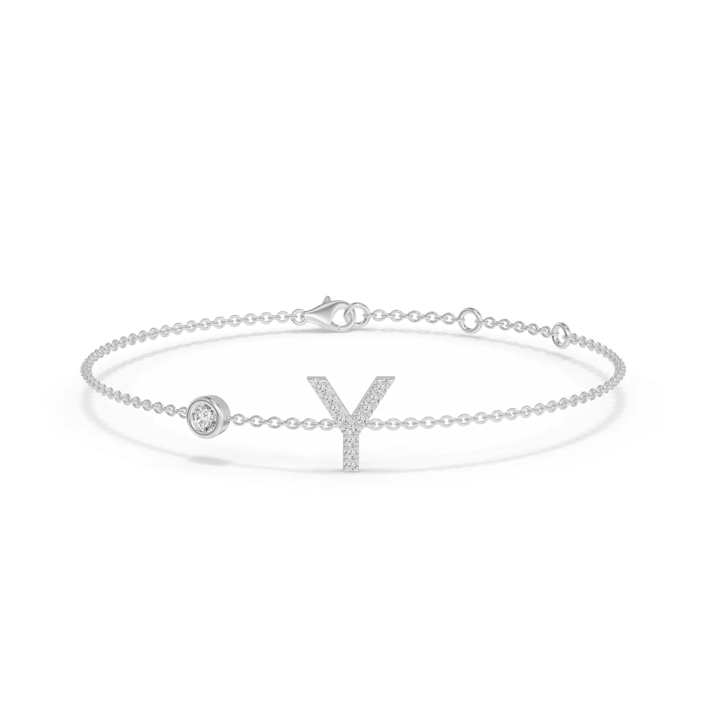 Wrist-Level Initial Platinum Engagement Ring