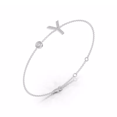 Bezel Lab Diamond Pavé Initial Bracelet - Y