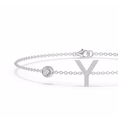 Bezel Lab Diamond Pavé Initial Bracelet - Y