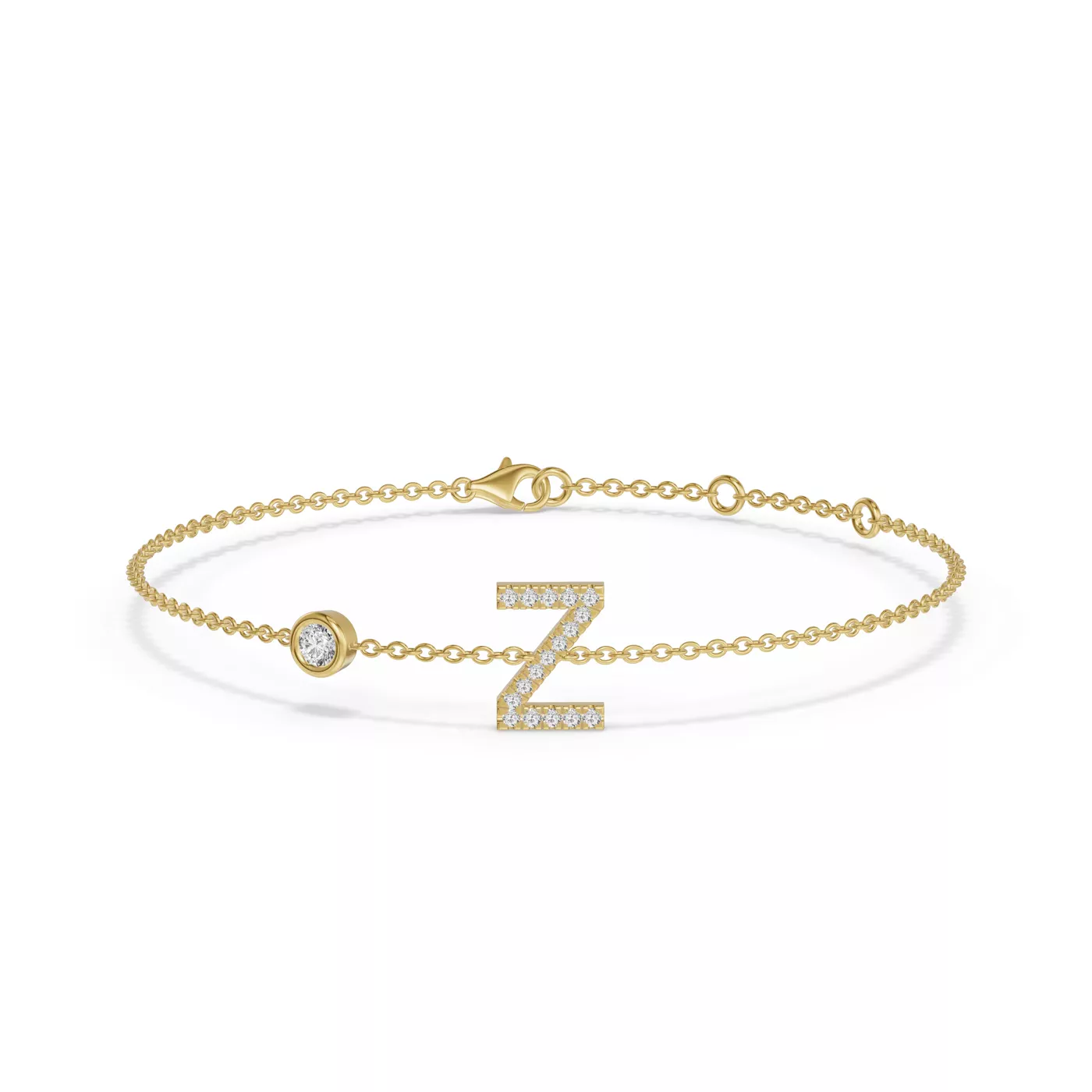 Wrist-Level Initial 14K Yellow Gold Engagement Ring