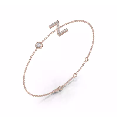 Bezel Diamond Pavé Initial Bracelet - Z