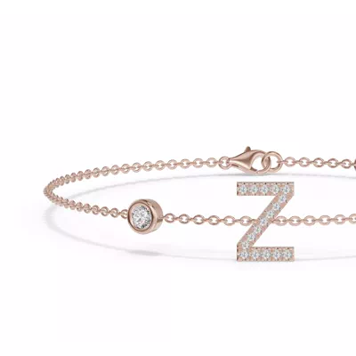 Bezel Diamond Pavé Initial Bracelet - Z