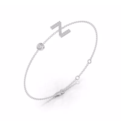Bezel Diamond Pavé Initial Bracelet - Z