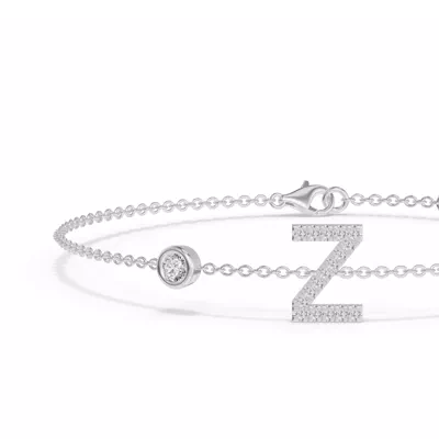 Bezel Diamond Pavé Initial Bracelet - Z
