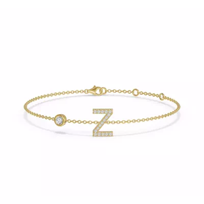 Bezel Lab Diamond Pavé Initial Bracelet - Z