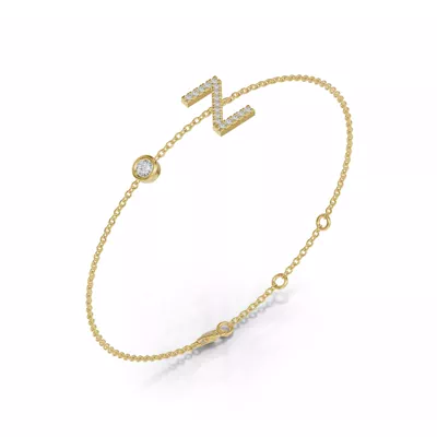 Bezel Diamond Pavé Initial Bracelet - Z
